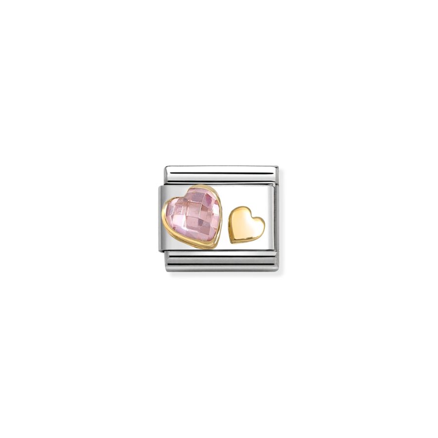 Nomination Composable Pink Hearts Faceted Cubic Zirconia 18k Gold -Nomination
