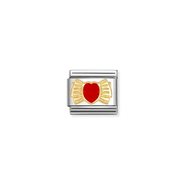 Nomination Composable Red Hearrt Bow Symbol Yellow Gold -Nomination