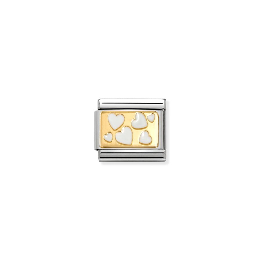 Nomination Composable White Hearts Plate 18k Gold -Nomination