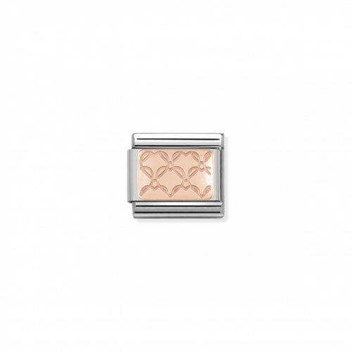 Nomination Double Engraved Diamond Design R/Gold & S/S -Nomination