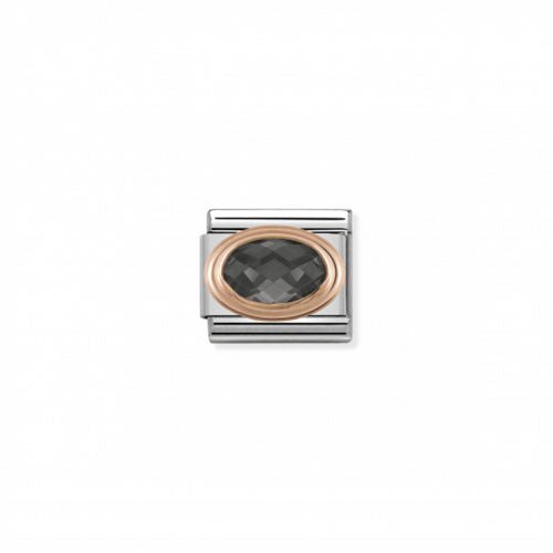 Nomination Faceted Stone Oval Black R/Gold 9K -Nomination