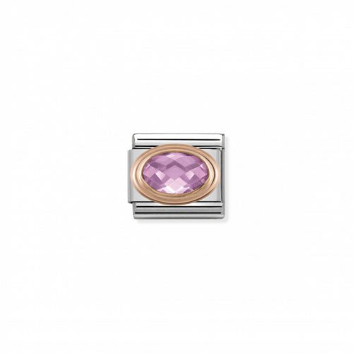 Nomination Faceted Stone Oval Pink R/Gold 9K -Nomination