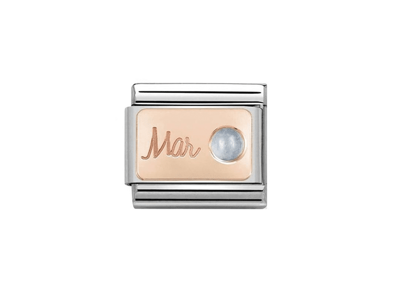 Nomination Month Stone March Aquamarine S/S R/Gold -Nomination