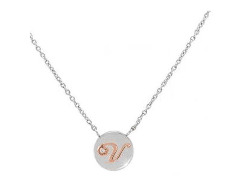 Nomination Necklace My Bonbons Disk Letter V R/Gold -Nomination