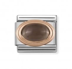 Nomination Oval Stone Smoky Topaz R/Gold & S/S -Nomination
