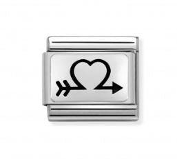 Nomination Plate Heart W/Arrow S/Steel & S/S -Nomination