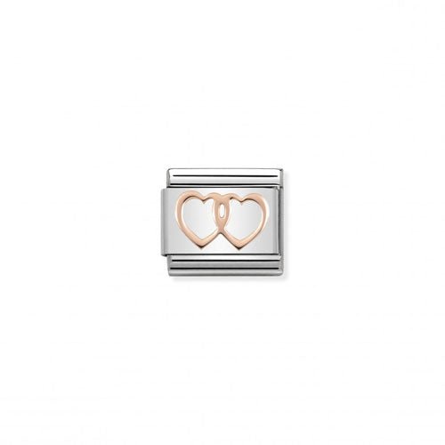 Nomination Symbol Dbl Hearts R/Gold -Nomination