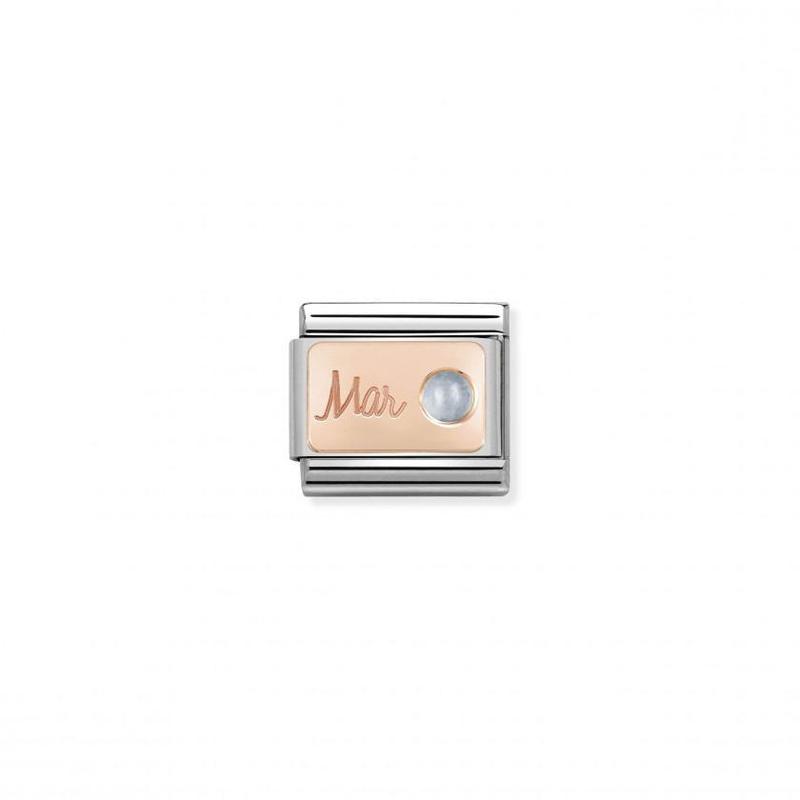 Nomination Zodiac Monthstone Mar Aquamarine S/S R/Gold 9 -Nomination