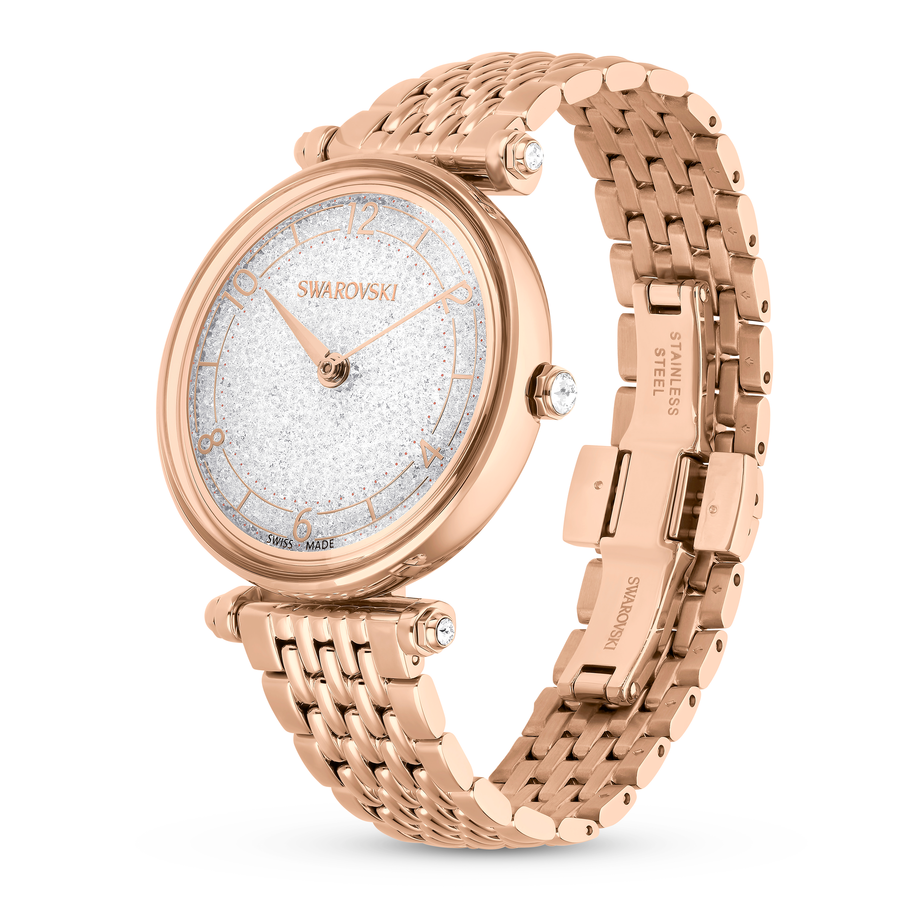 Swarovski Crystalline Wonder Watch with rose gold-tone metal bracelet and elegant finish, featuring sparkling crystal details.