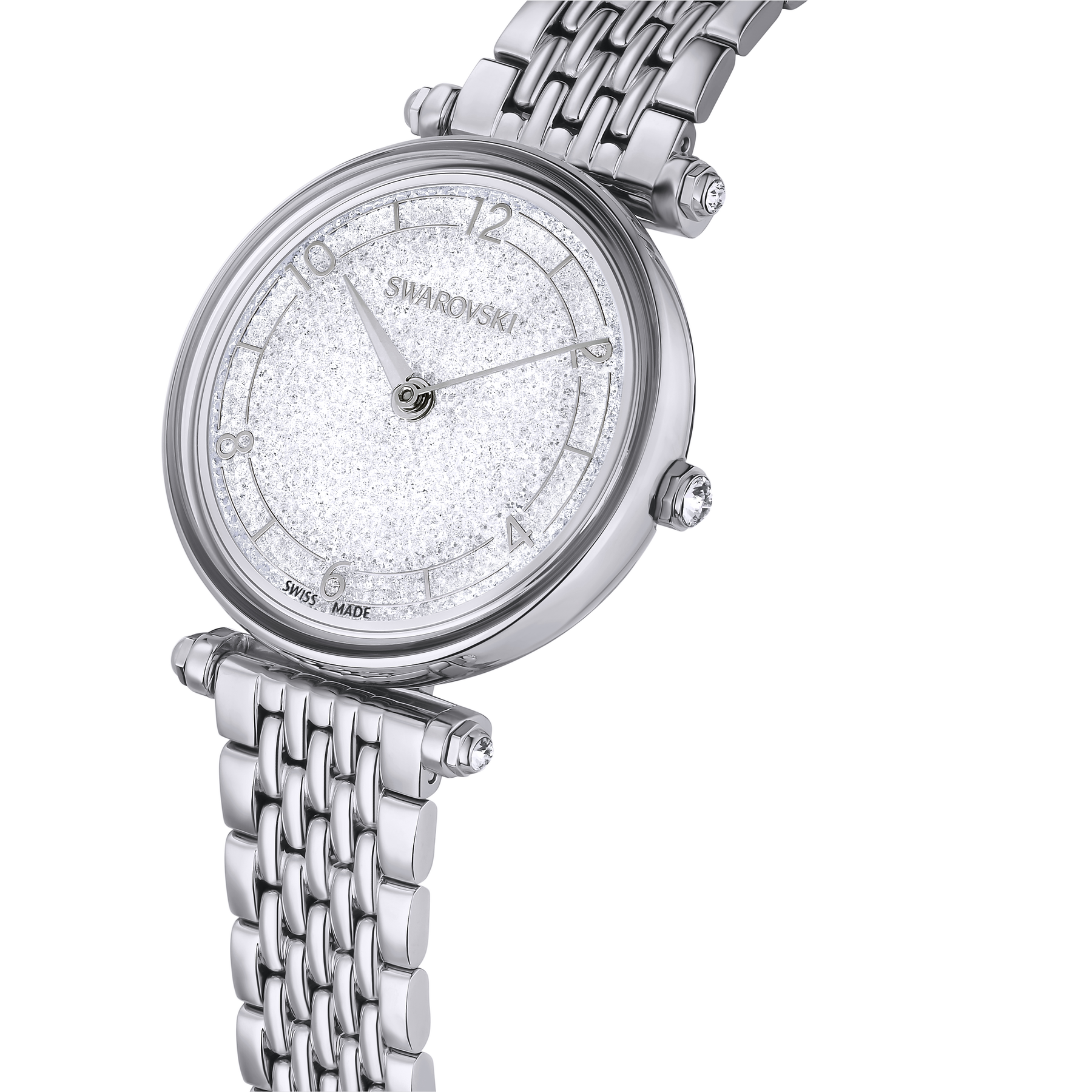Swarovski Crystalline Wonder Watch with silver-tone stainless steel metal bracelet, Swiss Made, elegant and sparkling jewelry timepiece