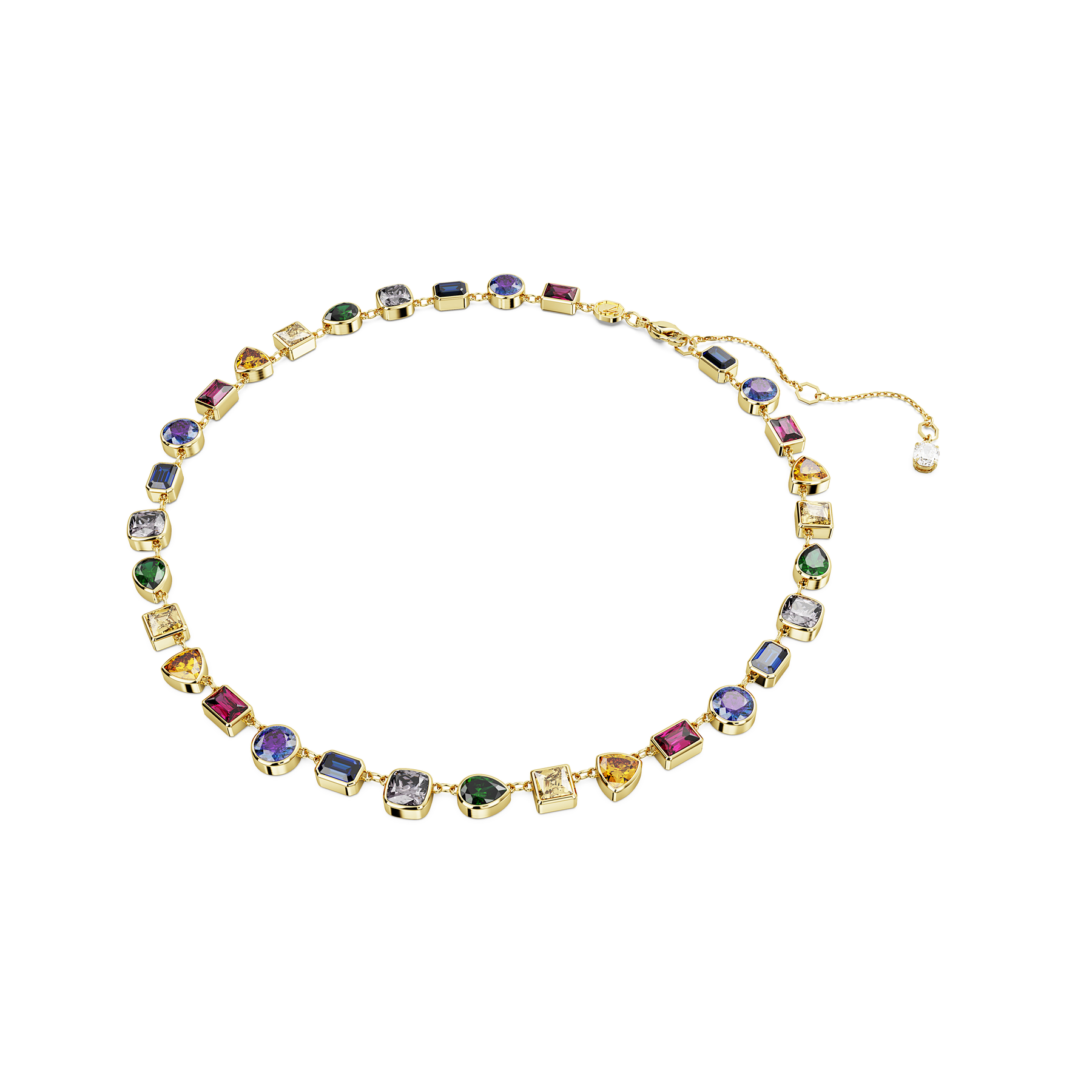 Swarovski Stilla multicolored mixed cut crystal earrings with gold-tone plating, round and all-round shapes, elegant jewelry design
