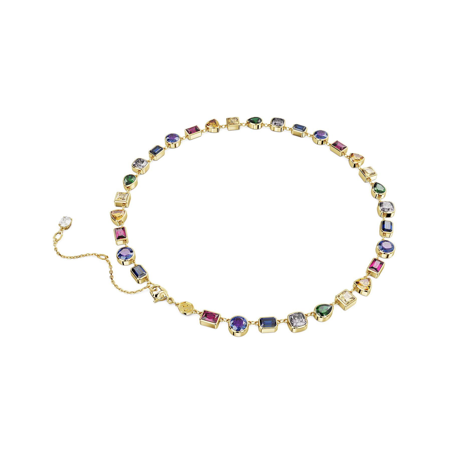 Multicolored Swarovski Stilla All Round mixed cuts crystal earrings with gold-tone plating, showcasing vibrant sparkle and elegant design.