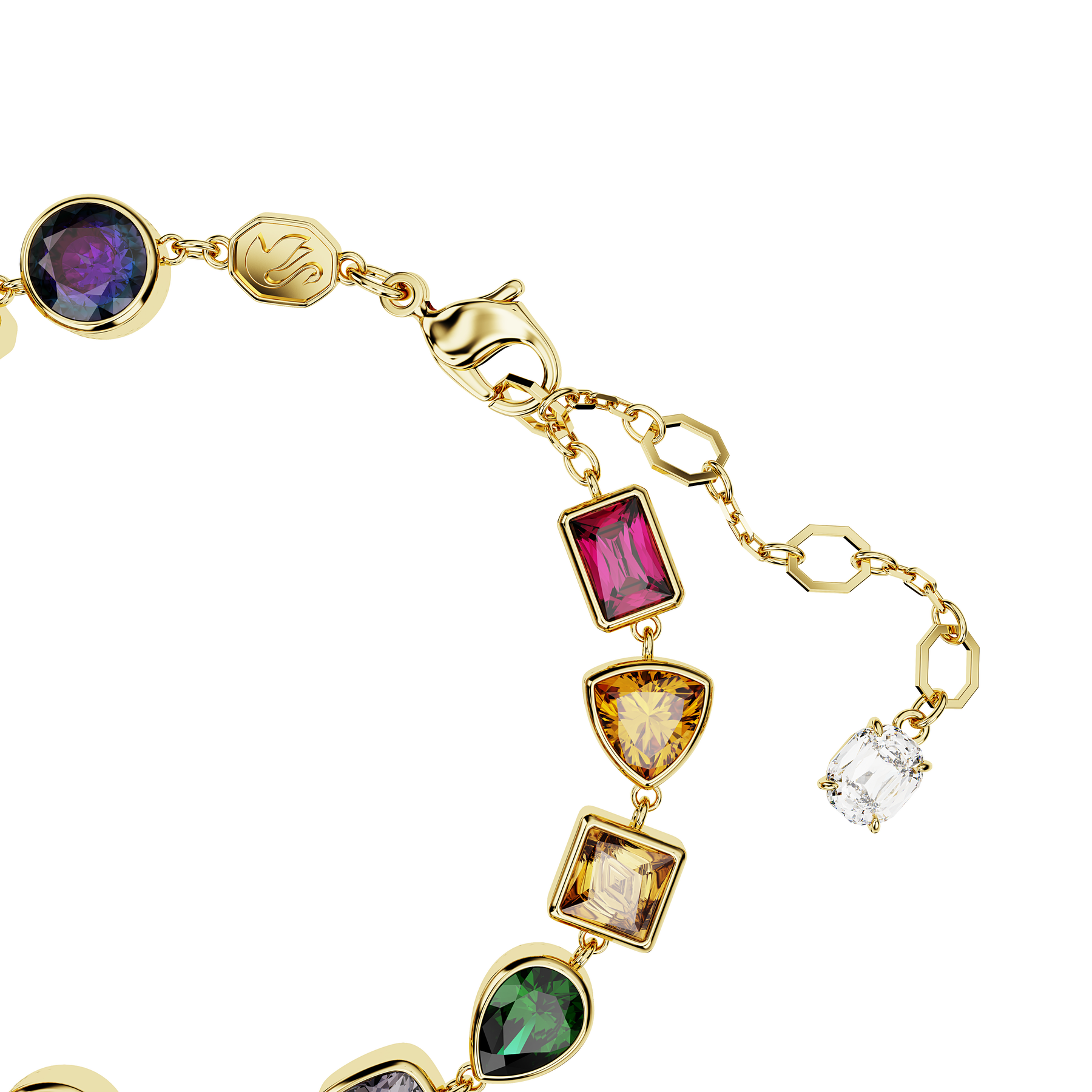 Swarovski Stilla bracelet with multi-colored crystals and silver-tone chain design, elegant jewelry accessory.
