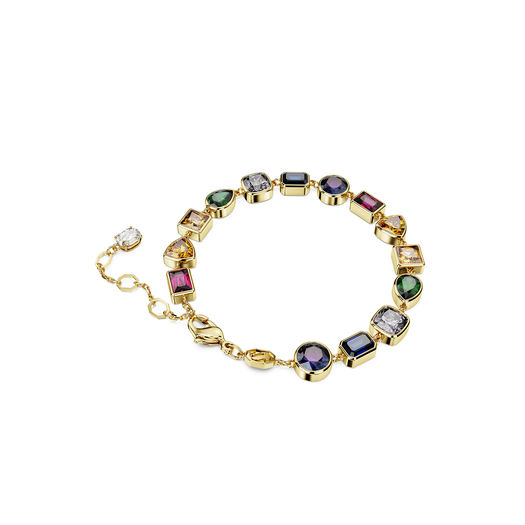 Swarovski Stilla bracelet with multicolored crystals and silver-tone chain, elegant jewelry accessory.