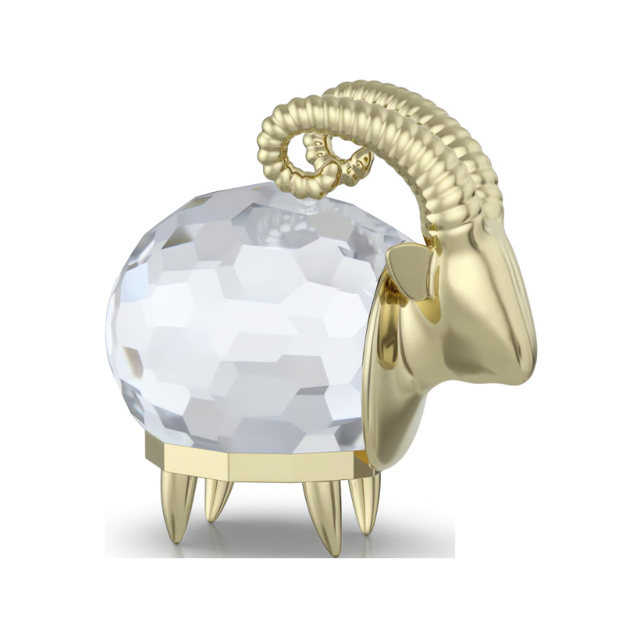 Swarovski Zodiac Capricorn figurine with sparkling crystal details, showcasing the elegant Capricorn symbol in clear and dark crystal accents.