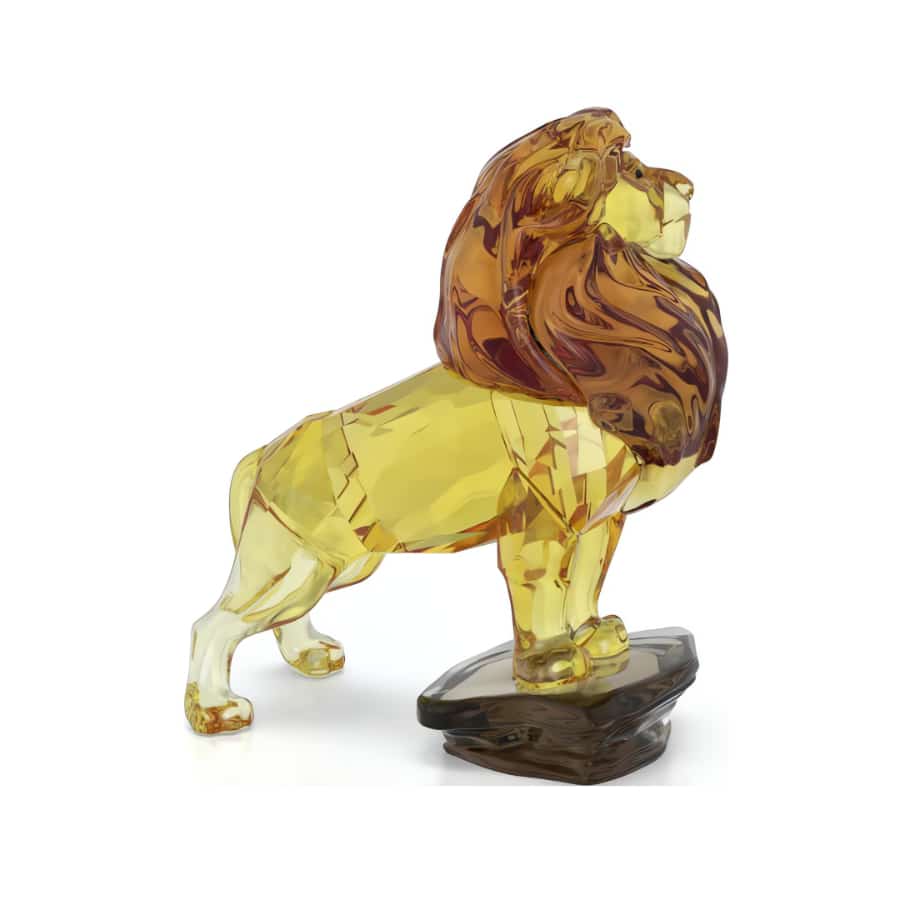 Swarovski Mufasa Lion King figurine with detailed crystal craftsmanship and regal lion design.