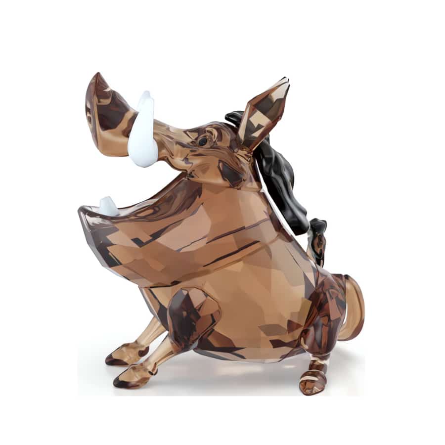 Swarovski The Lion King Pumbaa figurine sparkling crystal sculpture of Pumbaa from The Lion King, detailed and elegant.