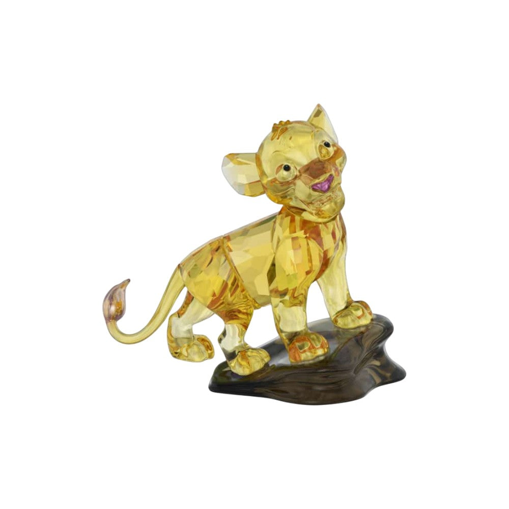 Swarovski Simba lion figurine from The Lion King collection, sparkling crystal sculpture with intricate details.