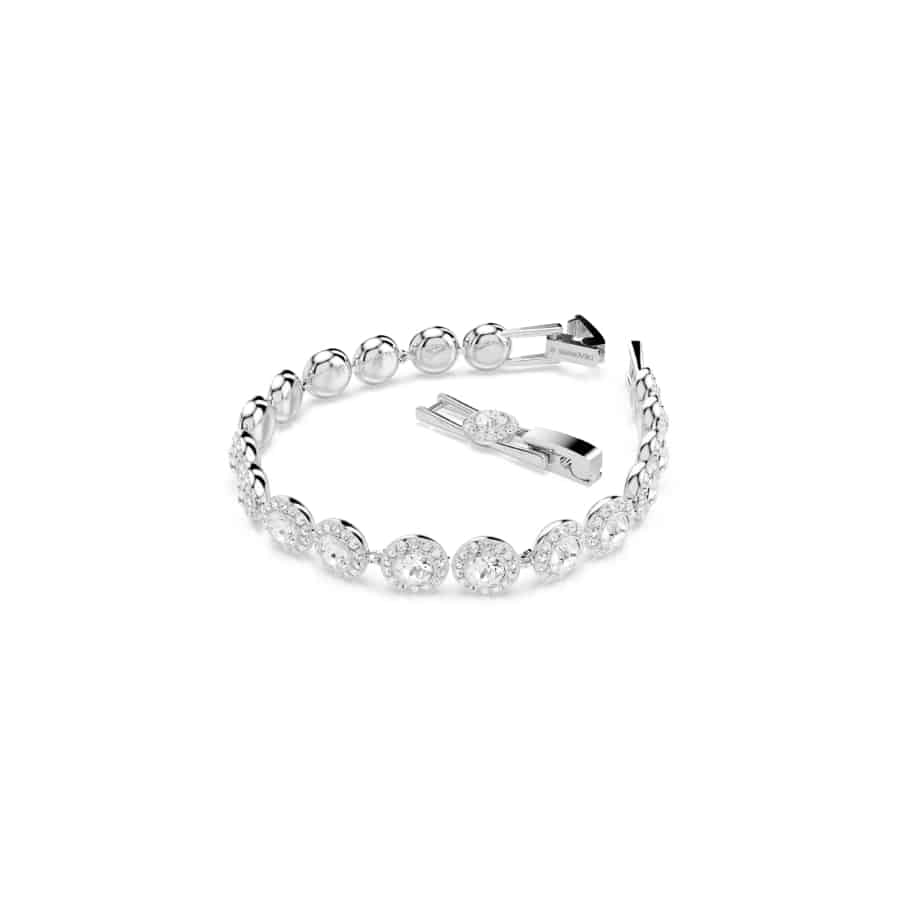 Silver Swarovski Una bracelet featuring sparkling crystal beads and elegant design, perfect for a sophisticated accessory.