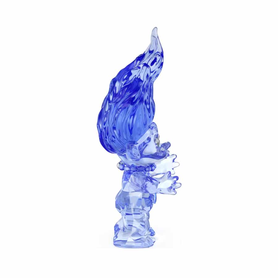 Swarovski Blue Good Luck Trolls figurine with detailed glass craftsmanship and sparkling crystal accents.