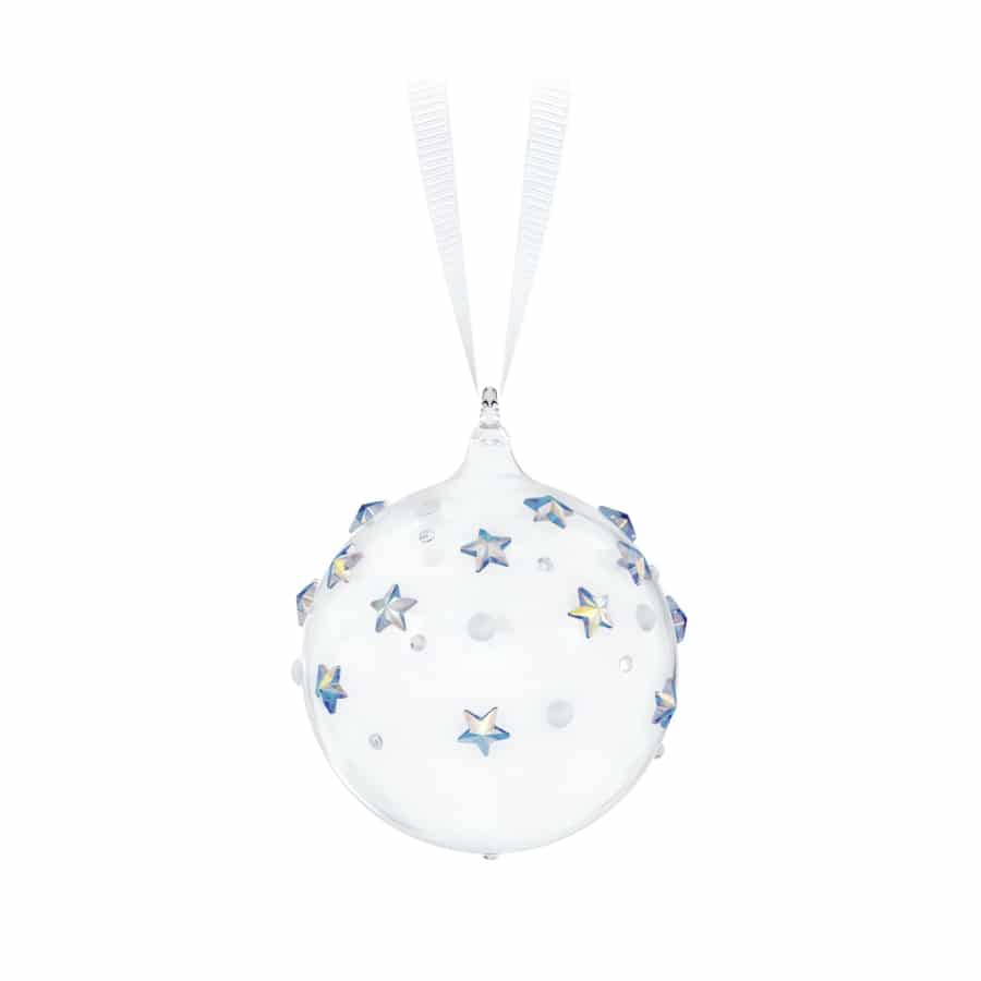 Swarovski Holiday Magic Classics XS ball ornament with intricate crystal design and silver cap, perfect for holiday decorating.