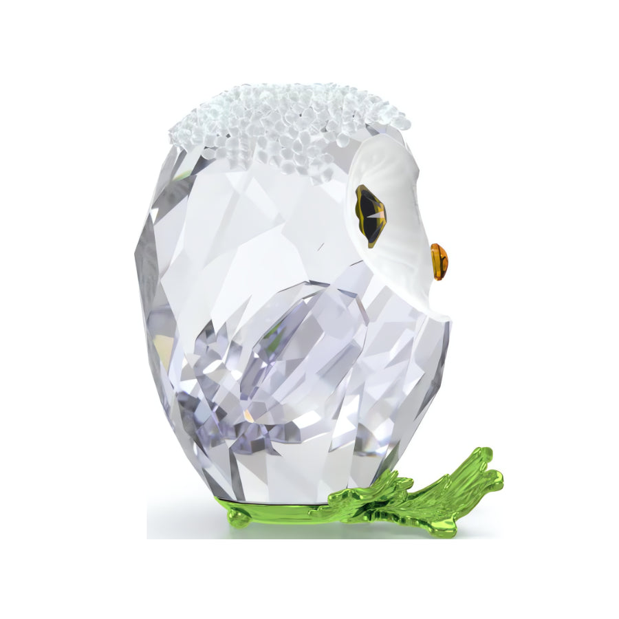Swarovski Idyllia Baby Owl figurine with clear crystal details, showcasing intricate craftsmanship and adorable owl design.