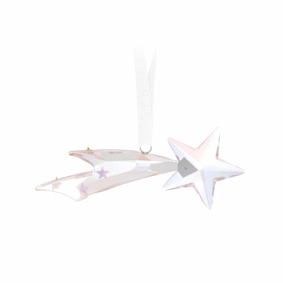 Swarovski Holiday Magic Classics Shooting Star Ornament with sparkling crystal details on a silver-toned hanging string.