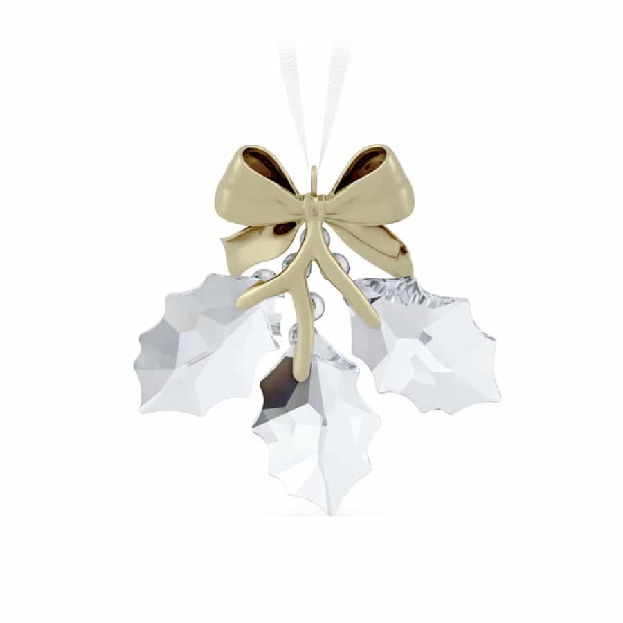 Swarovski Holiday Magic Holly Leaves Ornament featuring sparkling crystal holly leaves and berries for festive decoration