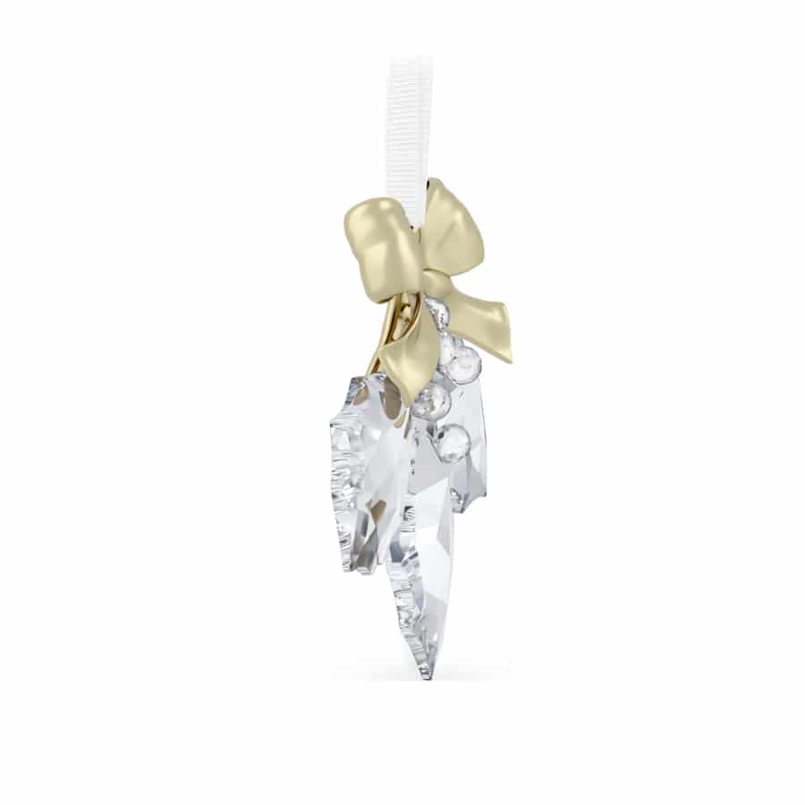 Swarovski Holiday Magic Holly Leaves Ornament featuring sparkling crystal holly leaves and berries on a festive branch.