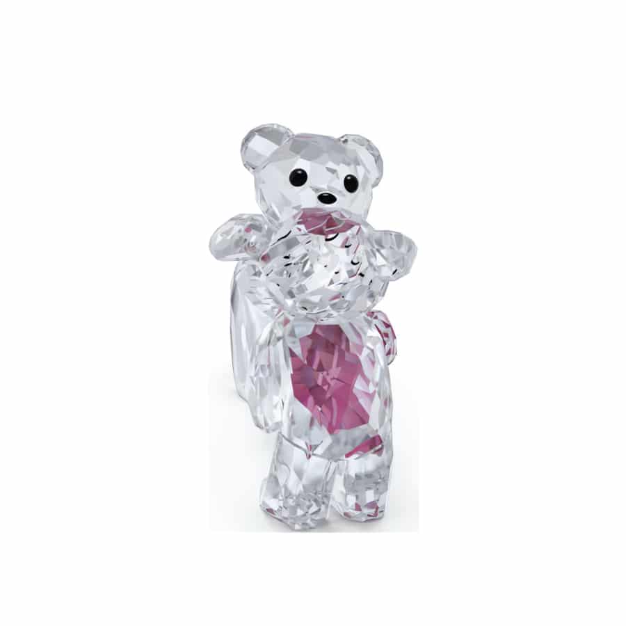 Swarovski Kris Bear A Perfect Match figurine with clear crystal details and intricate craftsmanship, showcasing a playful bear design.