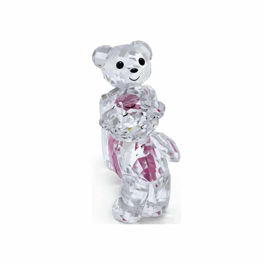 Swarovski Kris Bear A Perfect Match figurine with clear crystals and detailed design, showcasing a cute bear with a heart.