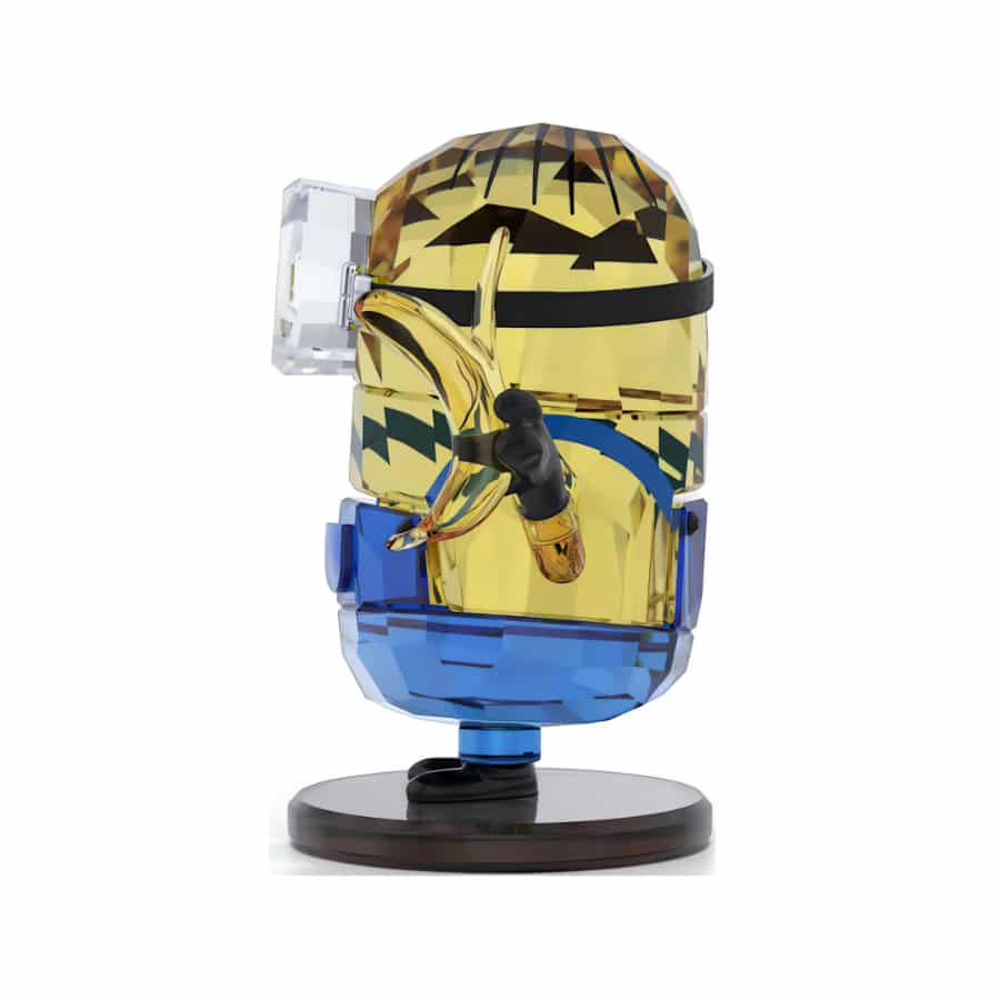 Swarovski Minions Stuart crystal figurine with detailed yellow and blue features, showcasing a playful Minions character.