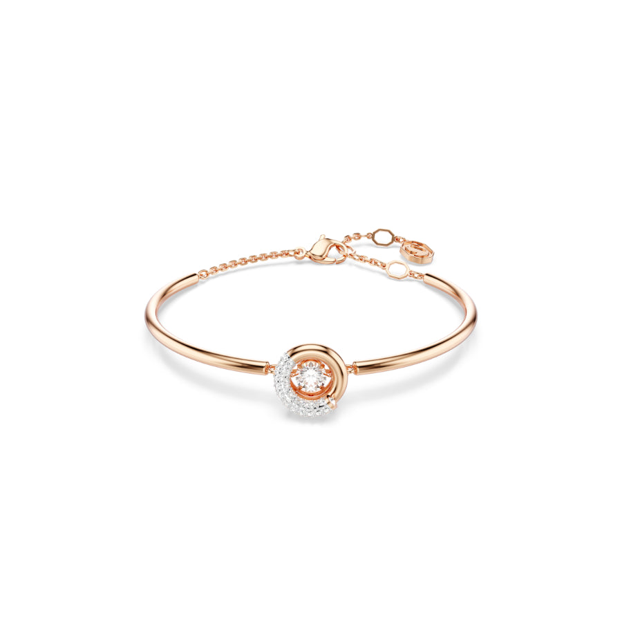 Swarovski Dextera Bangle featuring sparkling crystal accents and a sleek silver-tone design for elegant jewelry style