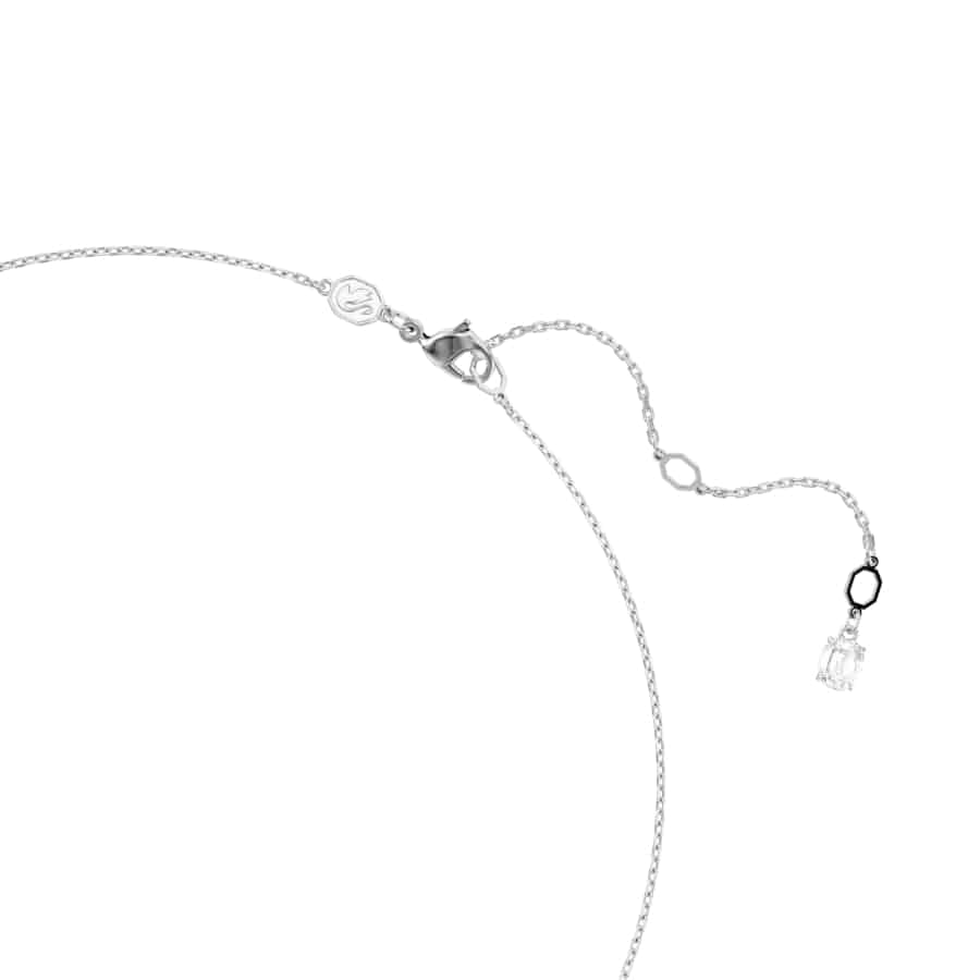 Swarovski Idyllia necklace with mixed cut snowflake-shaped clear crystals, rhodium-plated silver chain, elegant jewelry piece
