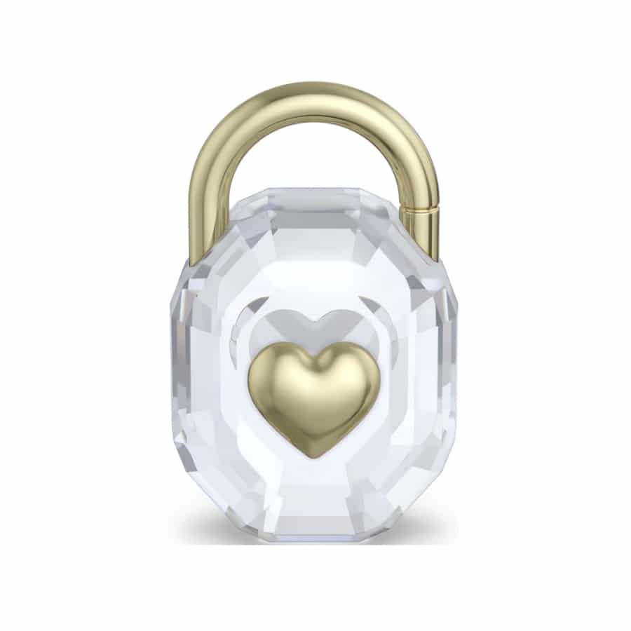 Swarovski Symbolica Padlock with intricate crystal design and silver-tone metal detailing, showcasing luxury jewelry craftsmanship.