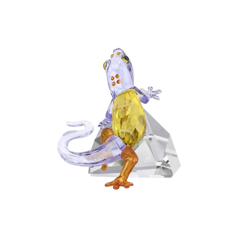 Swarovski Idyllia Gecko figurine with sparkling crystal details, showcasing intricate craftsmanship and vibrant colors.