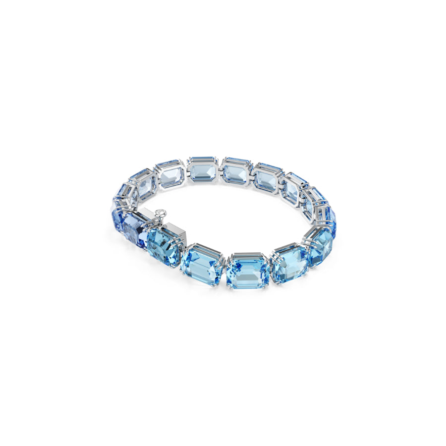 Swarovski Millenia bracelet featuring sparkling crystal accents and a sleek silver-tone design on a white background.