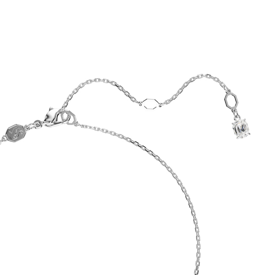 Swarovski Imber pendant with round cut white crystal, rhodium plated, showcasing a sparkling jewelry piece on a delicate chain.