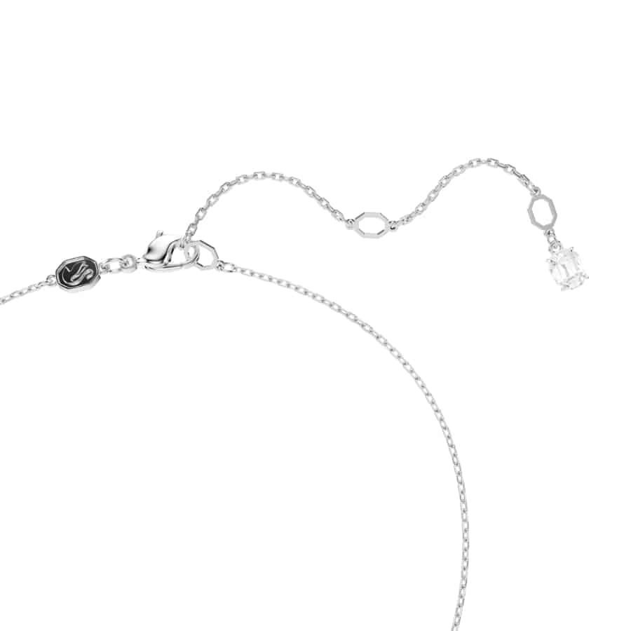 Swarovski Matrix pendant with mixed cuts in white crystal, rhodium-plated, showcasing intricate design and sparkling facets.