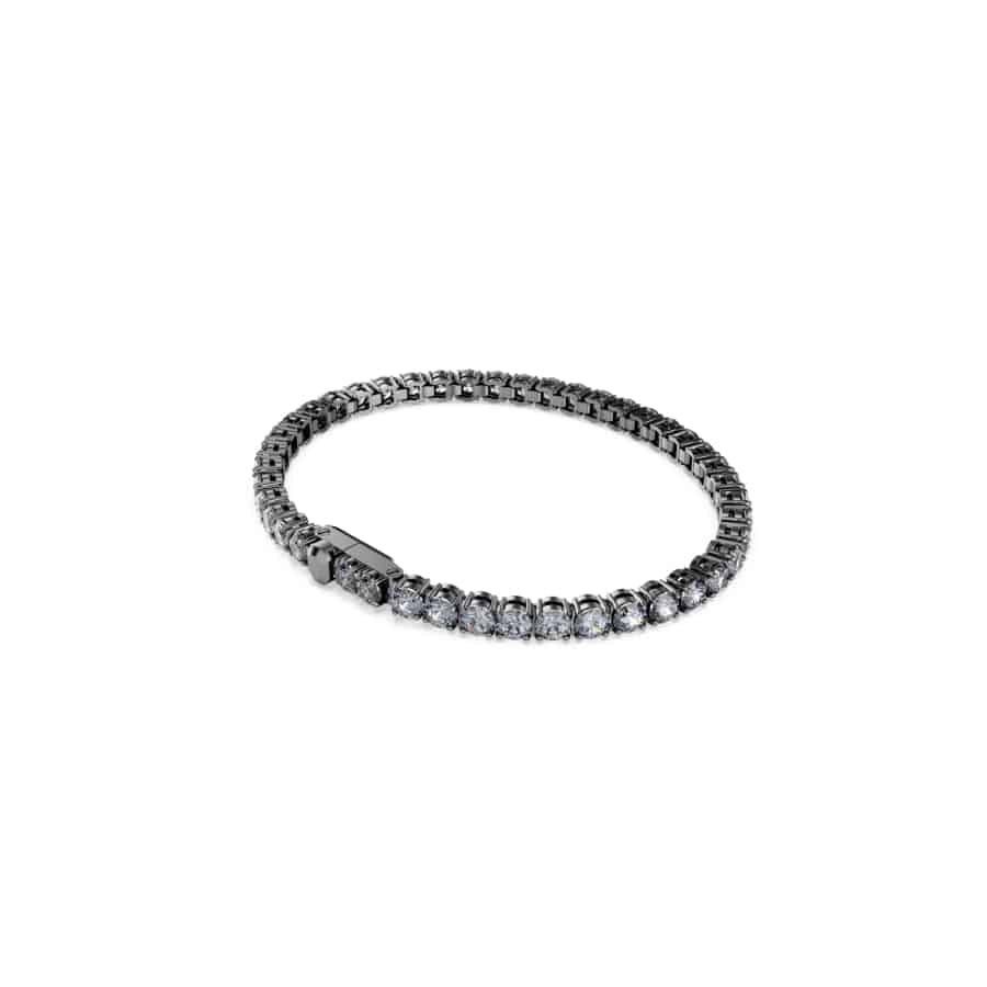 Swarovski Matrix Tennis Bracelet featuring sparkling crystal stones and a sleek silver-tone clasp on a white background