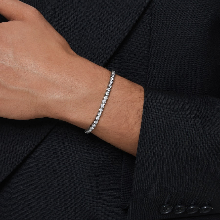 Swarovski Matrix Tennis Bracelet featuring sparkling crystal stones on a sleek silver-tone chain.