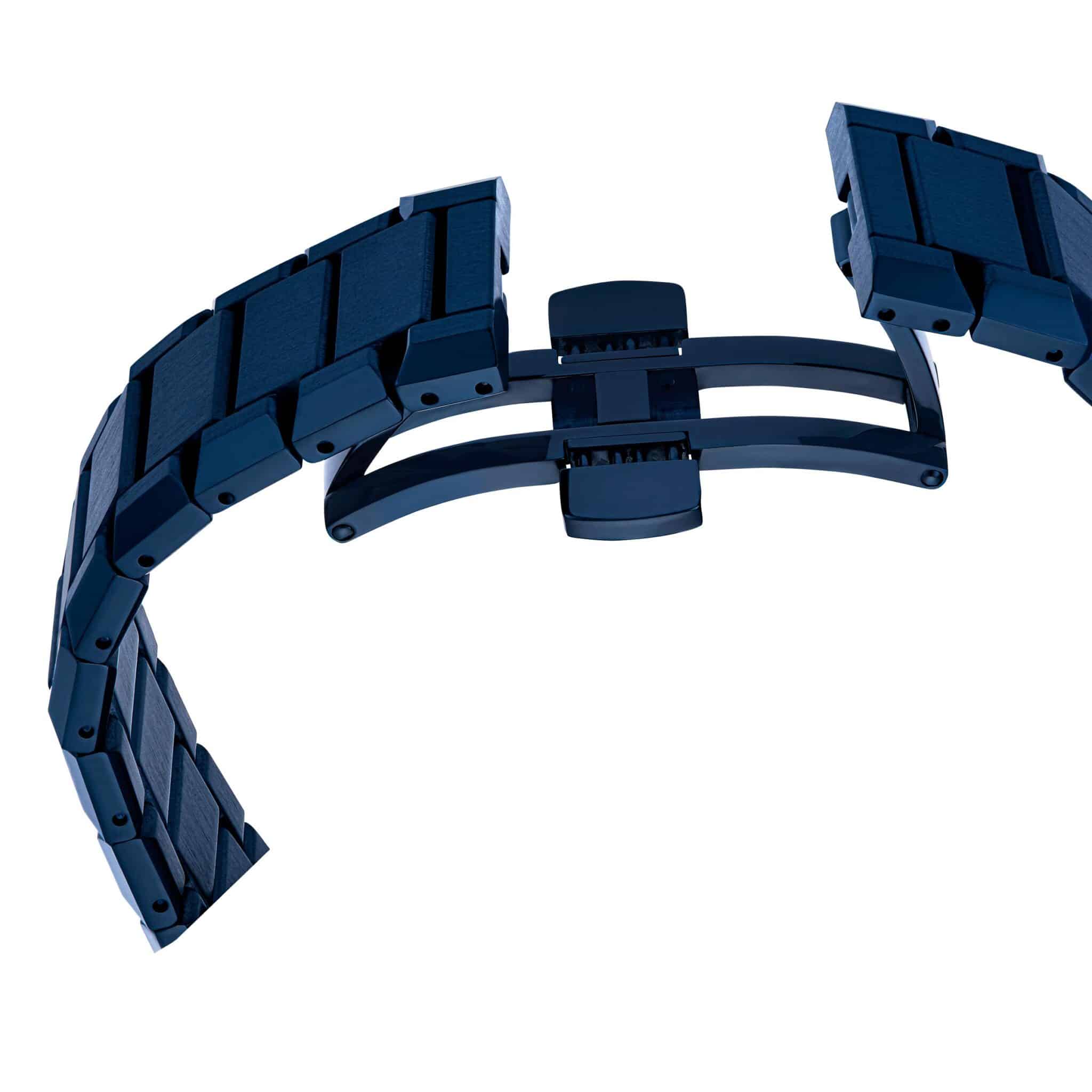 Swarovski Dextera Chrono Watch with 39mm blue dial, Swiss Made, metal bracelet, blue finish, and chronograph features