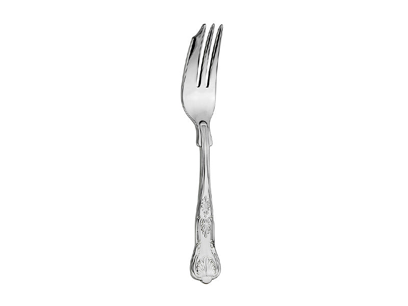 Arthur Price Kings pastry fork with stainless steel handle and four tines, designed for serving pastries and desserts.