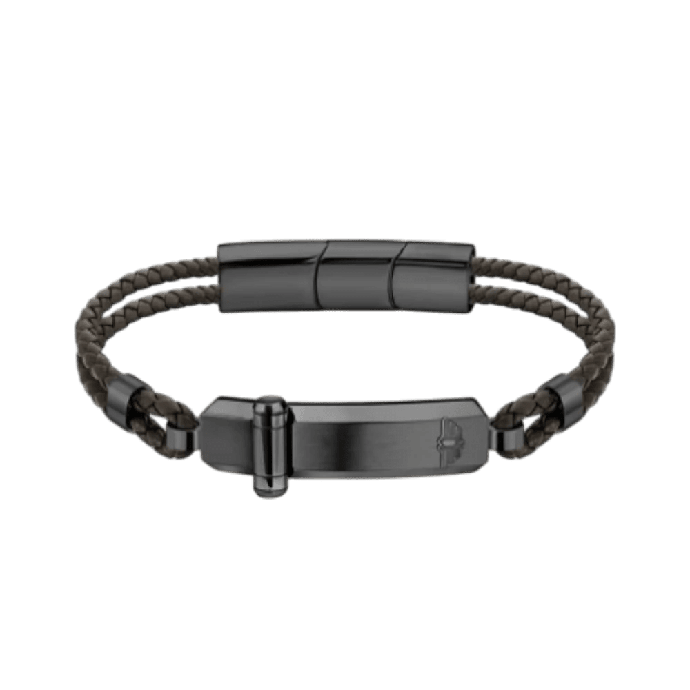 Police Bracelet Hinged Brown Leather -Police
