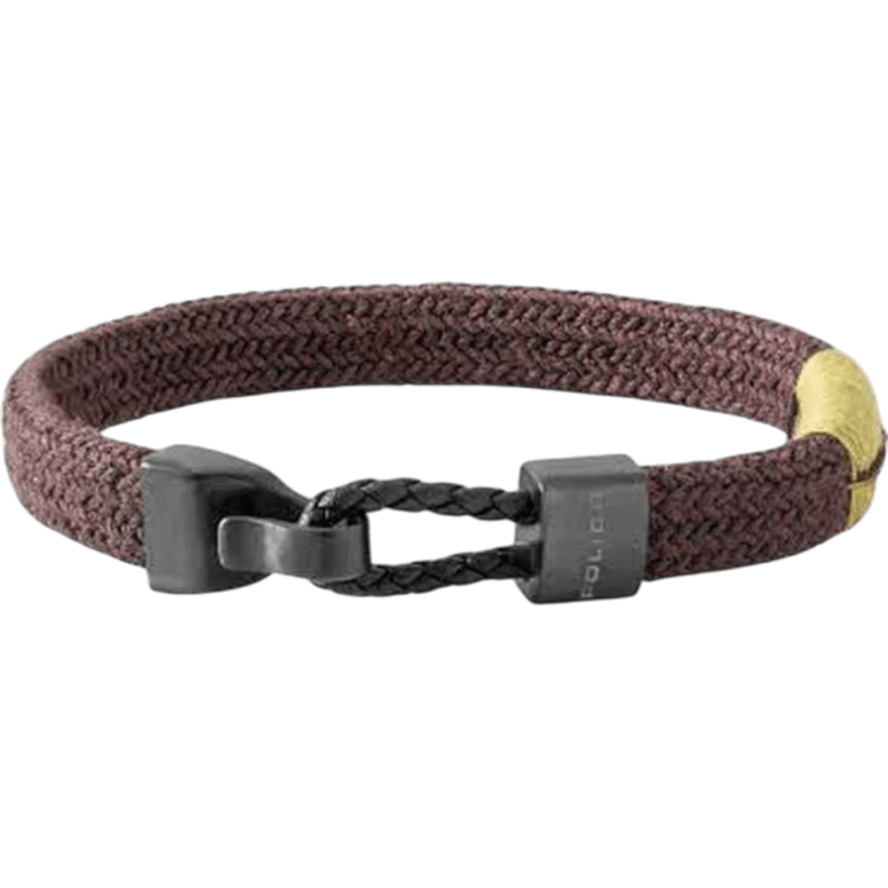 Police Bracelet Skardu Woven Cord Brown and Gun Metal -Police