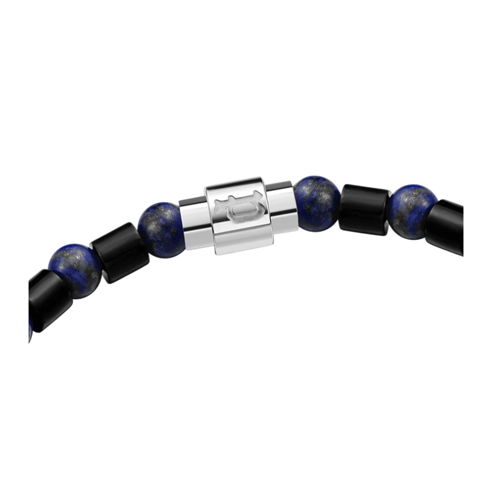 Police Bracelet Urban Color Shiny Grey Lapis & Onyx Beads -Police