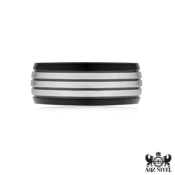 Arz Steel two-tone steel stripes with sleek design, showcasing shiny and matte steel finishes in a modern pattern.
