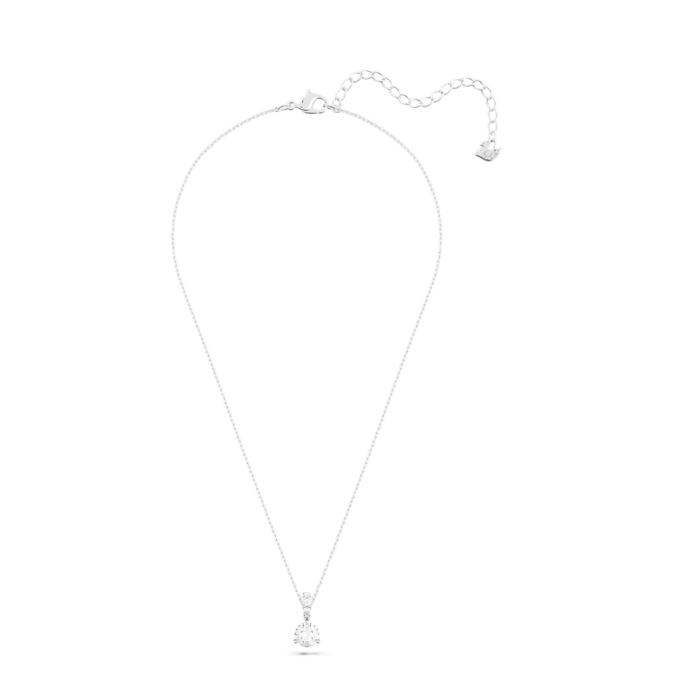 Stilla pendant Round cut, White, Rhodium plated -Swarovski