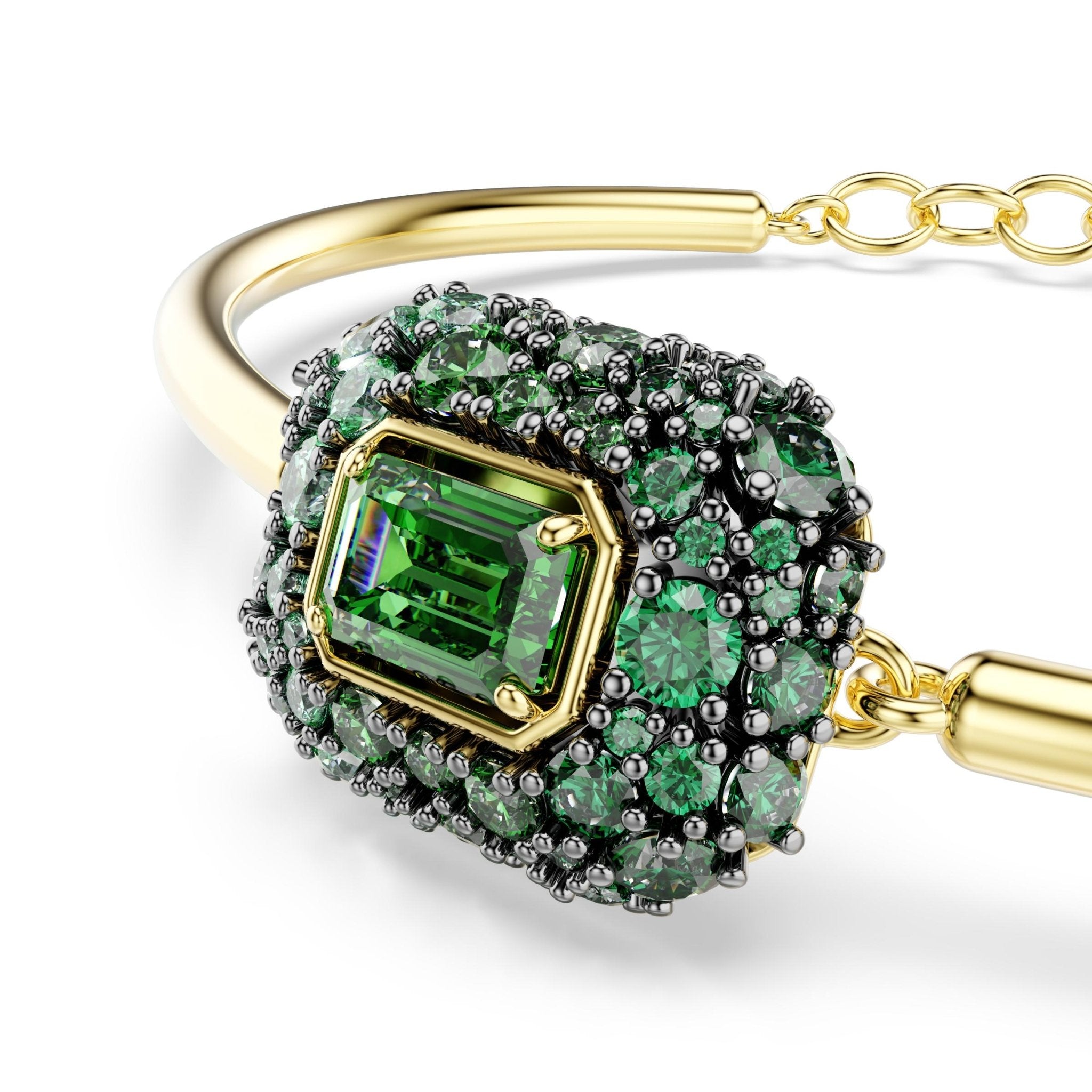 Sublima bangle, Octagon cut, Green, 18K gold finish -Swarovski