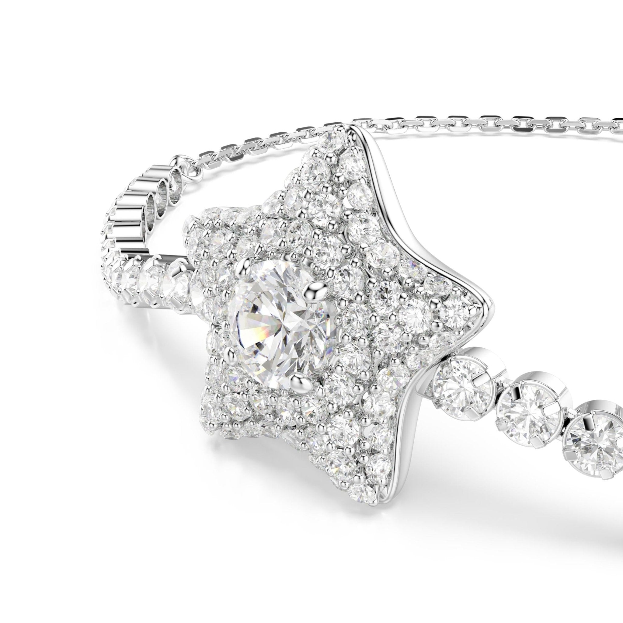 Sublima bracelet, Round cut, Star, White, Rhodium plated -Swarovski